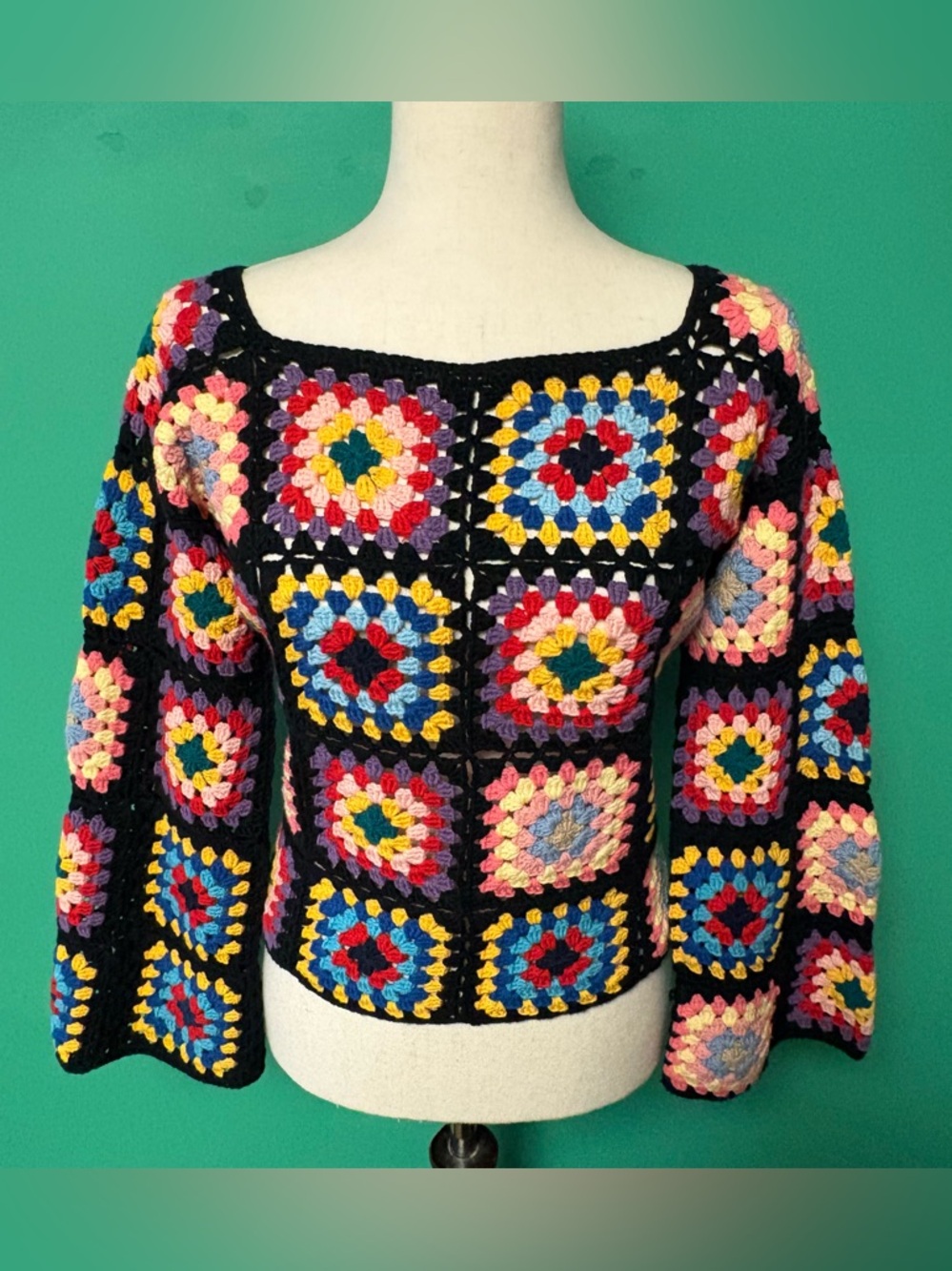 Custom Made Crochet Granny Square Sweater